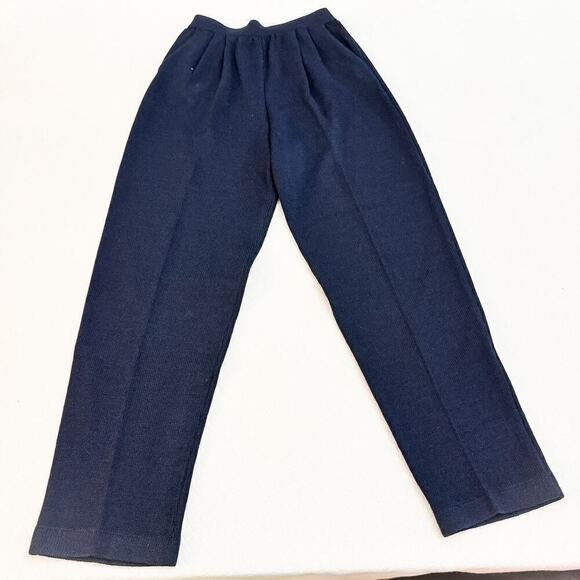 St. John Basics Navy Straight Leg Wool Pants Pockets Size 4 MINT - Picture 4 of 8